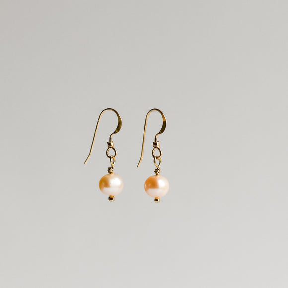 Peach Pearl Fishhook Earrings